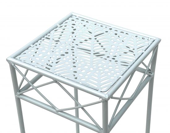 Preview: DanDiBo Blumenhocker Weiß Metall Eckig 50 cm Blumenständer 96314 S Beistelltisch Blumensäule Modern Pflanzenständer Pflanzenhocker