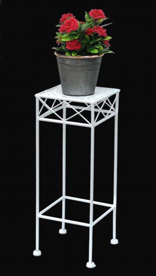 DanDiBo Flower Stool White Metal Square 50 cm Flower Stand 96314 S Side Table Flower Column Modern Plant Stand Plant Stool