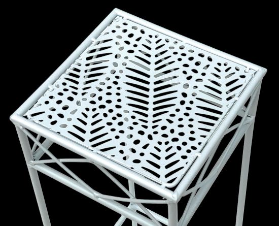 DanDiBo Flower Stool White Metal Square 50 cm Flower Stand 96314 S Side Table Flower Column Modern Plant Stand Plant Stool