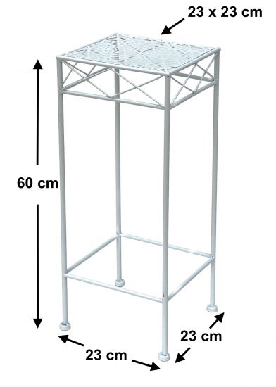 Preview: DanDiBo Blumenhocker Weiß Metall Eckig 60 cm Blumenständer 96314 M Beistelltisch Blumensäule Modern Pflanzenständer Pflanzenhocker