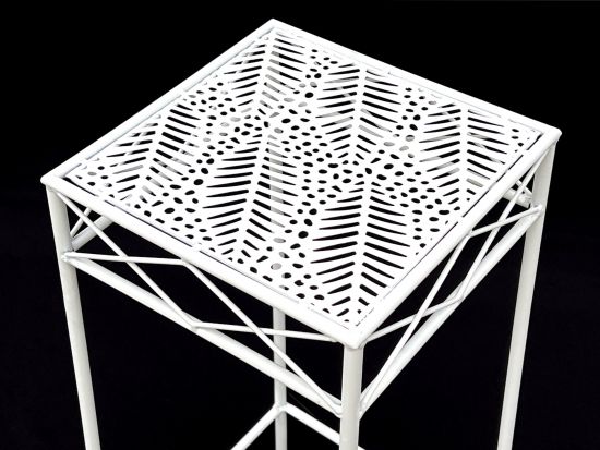 DanDiBo Flower Stool White Metal Angular 60 cm Flower Stand 96314 M Side Table Flower Column Modern Plant Stand Plant Stool