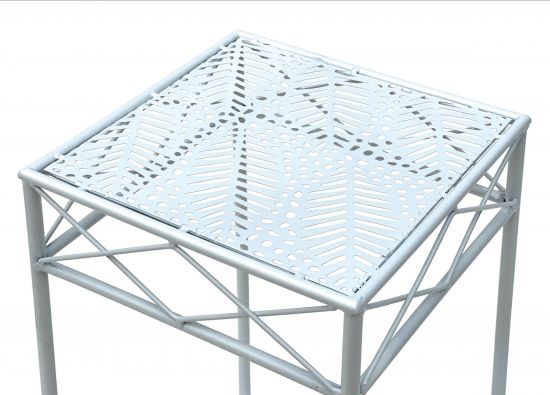 Preview: DanDiBo Blumenhocker Weiß Metall Eckig 70 cm Blumenständer 96314 L Beistelltisch Blumensäule Modern Pflanzenständer Pflanzenhocker