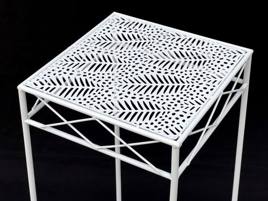 DanDiBo Flower Stool White Metal Square 70 cm Flower Stand 96314 L Side Table Flower Column Modern Plant Stand Plant Stool
