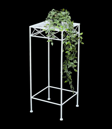 DanDiBo Flower Stool White Metal Square 70 cm Flower Stand 96314 L Side Table Flower Column Modern Plant Stand Plant Stool