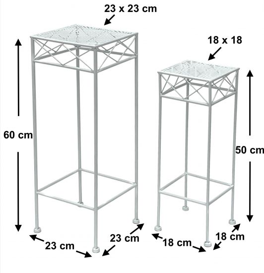 Preview: DanDiBo Blumenhocker Weiß Metall Eckig Blumenständer 96314 2er Set Beistelltisch Blumensäule Modern Pflanzenständer Pflanzenhocker