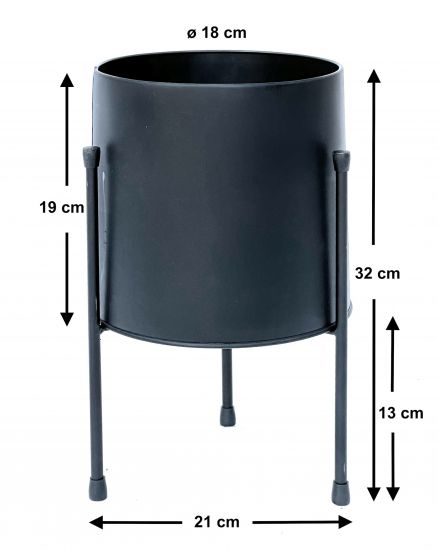 Preview: DanDiBo Blumenhocker mit Topf Metall Schwarz 32 cm Blumenständer 96261 Blumensäule Modern Pflanzenständer Pflanzenhocker