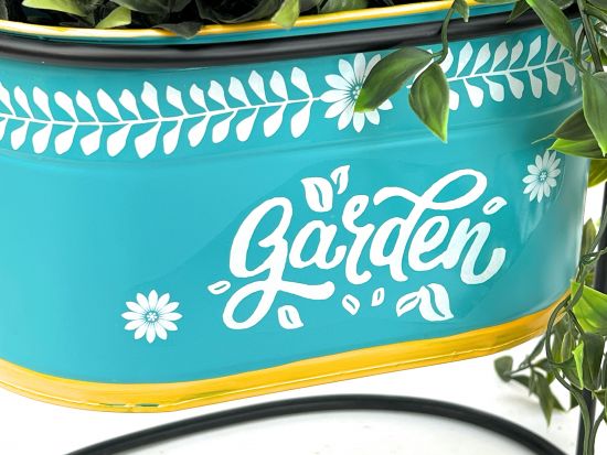 DanDiBo Blumenhocker mit Topf Metall Stehend Mehrfarbig Oval 96526 3er Set Blumenständer Blumensäule Modern Pflanzenständer Pflanzgefäß