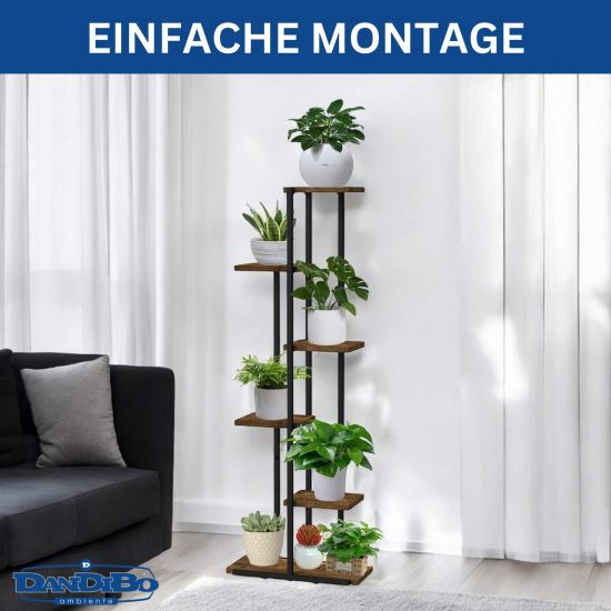 DanDiBo Flower Shelf Indoor Metal Black 6 Tiers Wood 96581 Flower Staircase Plant Stand Modern Plant Stand Design