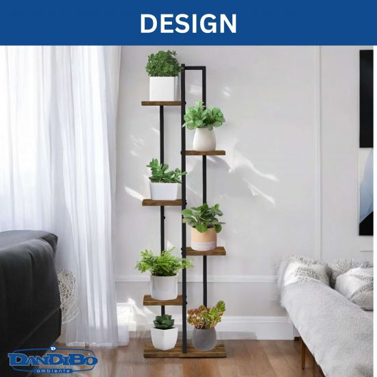 DanDiBo Flower Shelf Indoor Metal Black 6 Tiers Wood 96581 Flower Staircase Plant Stand Modern Plant Stand Design