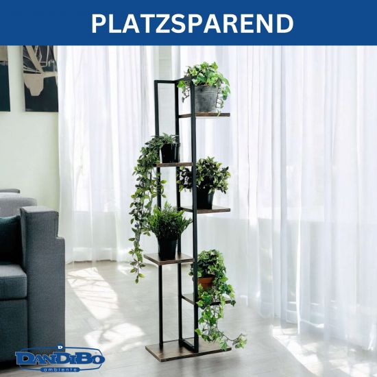 DanDiBo Flower Shelf Indoor Metal Black 6 Tiers Wood 96581 Flower Staircase Plant Stand Modern Plant Stand Design