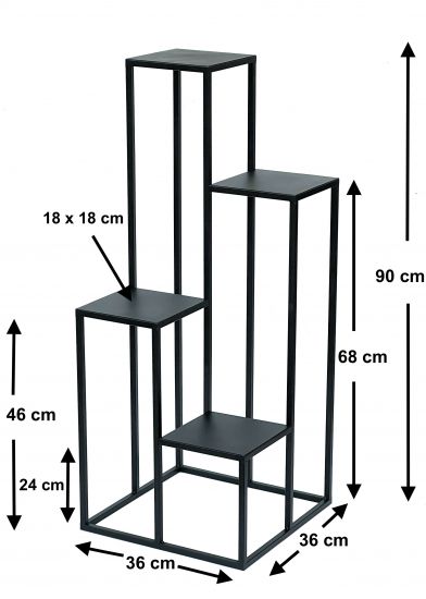 Preview: DanDiBo Blumentreppe Metall Schwarz 90 cm Pflanzentreppe Blumenständer 96354 Blumensäule Modern Pflanzenständer Blumenhocker