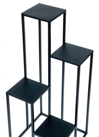 Preview: DanDiBo Blumentreppe Metall Schwarz 90 cm Pflanzentreppe Blumenständer 96354 Blumensäule Modern Pflanzenständer Blumenhocker
