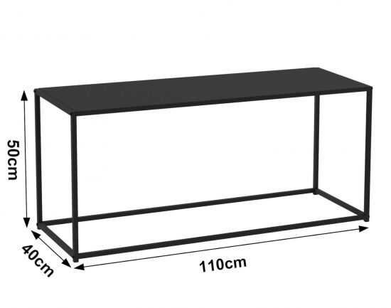 Preview: DanDiBo Couchtisch Schwarz Metall Eckig 110x50x40 cm Beistelltisch Wohnzimmer 96470 Tisch Sofatisch Wohnzimmertisch Modern