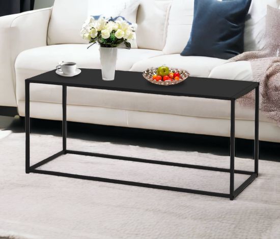 Preview: DanDiBo Couchtisch Schwarz Metall Eckig 110x50x40 cm Beistelltisch Wohnzimmer 96470 Tisch Sofatisch Wohnzimmertisch Modern