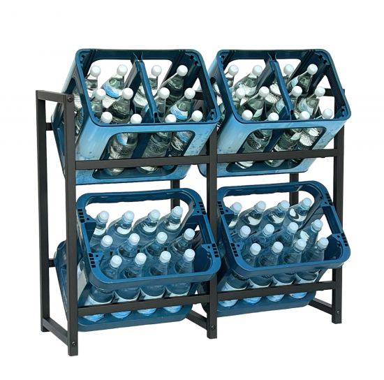 DanDiBo Getränkekistenregal 4 Kisten Schwarz Metall Stehend 96476 Getränkekistenhalter 91 cm Getränkekistenständer Flaschenkistenregal