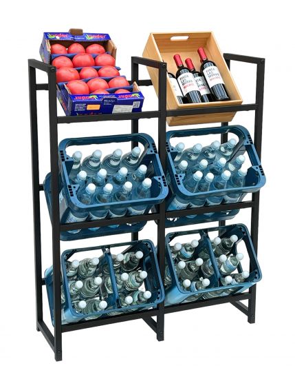DanDiBo Getränkekistenregal 6 Kisten Schwarz Metall Stehend 96477 Getränkekistenhalter 91 cm Getränkekistenständer Flaschenkistenregal