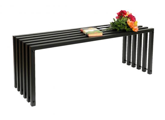 DanDiBo Garden Bench Metal Solid Weatherproof Black 120 cm Ela Bench Modern 96205 Park Bench Iron Slatted Bench