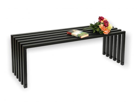 DanDiBo Garden Bench Metal Solid Weatherproof Black 120 cm Ela Bench Modern 96205 Park Bench Iron Slatted Bench
