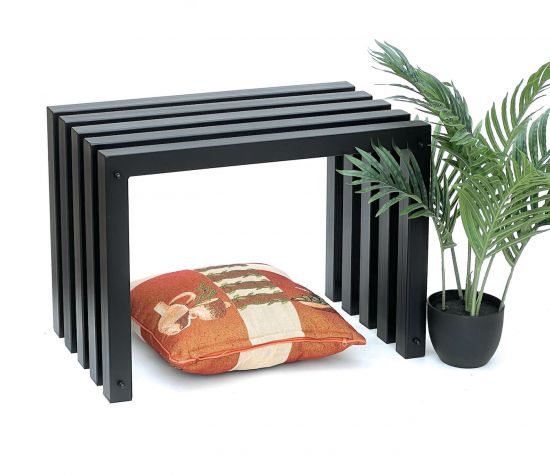 DanDiBo Stool Metal Black Bench Solid Weatherproof 60 cm Stool 96446 Modern Bench Slatted stool
