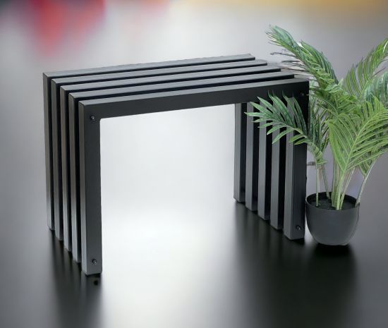 DanDiBo Stool Metal Black Bench Solid Weatherproof 60 cm Stool 96446 Modern Bench Slatted stool