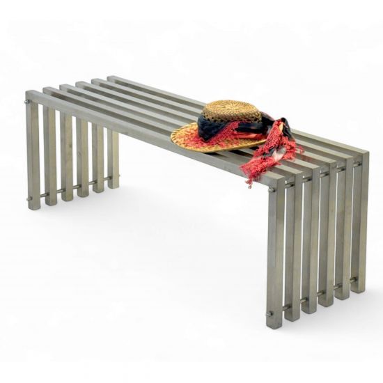 DanDiBo Gartenbank Wetterfest Metall Edelstahl Massiv 115 cm Sitzbank Outdoor Garten 96607 Parkbank Lamellenbank