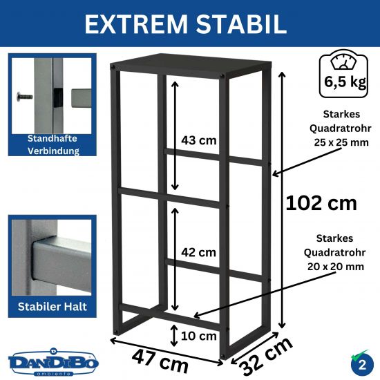 Preview: DanDiBo Getränkekistenregal 2 Kisten mit Ablage Schmal Metall Stehend 96541 Getränkekistenhalter 100 cm Getränkekistenständer Flaschenkistenregal