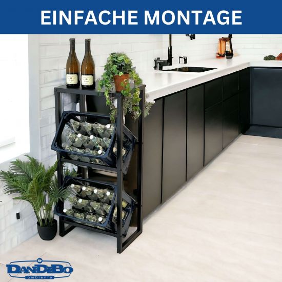 DanDiBo Beverage crate rack 2 crates with shelf Narrow metal Standing 96541 Beverage crate holder 100 cm Beverage crate stand Bottle crate rack