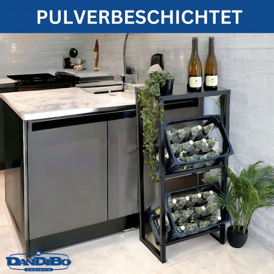 DanDiBo Beverage crate rack 2 crates with shelf Narrow metal Standing 96541 Beverage crate holder 100 cm Beverage crate stand Bottle crate rack