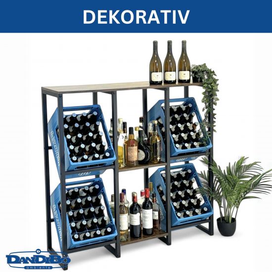 DanDiBo Getränkekistenregal 4 Kisten mit Ablage Holz Metall 96564 Getränkeregal Kistenregal Getränkekistenhalter