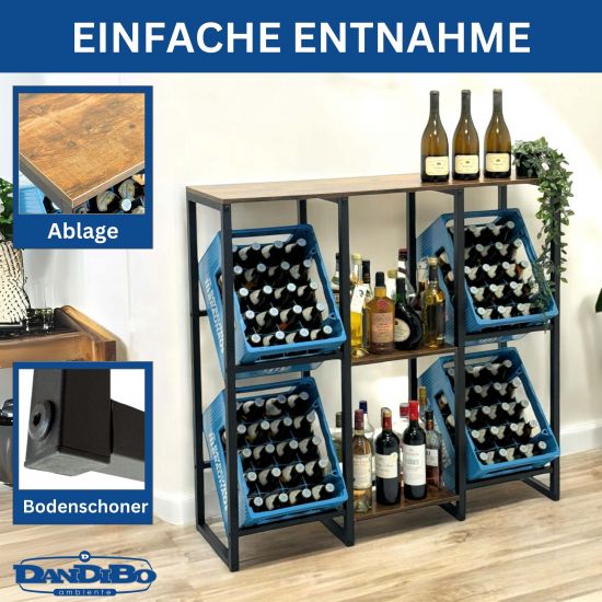 Preview: DanDiBo Getränkekistenregal 4 Kisten mit Ablage Holz Metall 96564 Getränkeregal Kistenregal Getränkekistenhalter