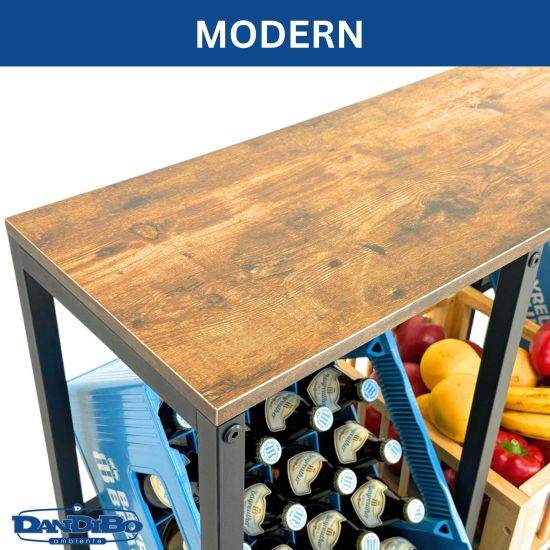 DanDiBo Getränkekistenregal 4 Kisten mit Ablage Holz Metall 96564 Getränkeregal Kistenregal Getränkekistenhalter