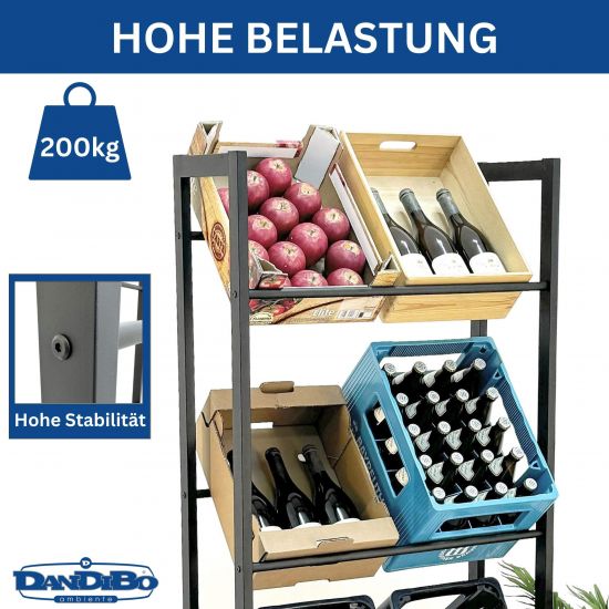 Preview: DanDiBo Getränkekistenregal 6 Kisten Schwarz Metall Stehend 96563 Getränkekistenhalter 71 cm Obstkistenständer Flaschenkistenregal