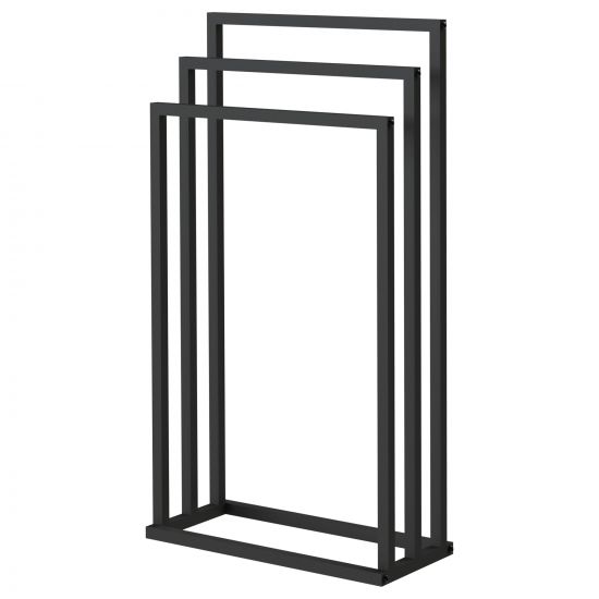 DanDiBo Handtuchhalter Stehend Handtuchständer Freistehend Schwarz Matt Metall 96498 Badetuchhalter mit 3 Handtuchstangen Badezimmer Badezimmermöbel Modern