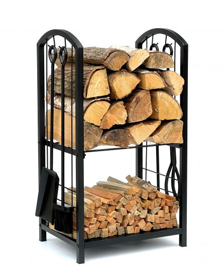 DanDiBo firewood rack indoor metal black 72 cm firewood stand with fireplace set 96431 firewood trolley firewood holder