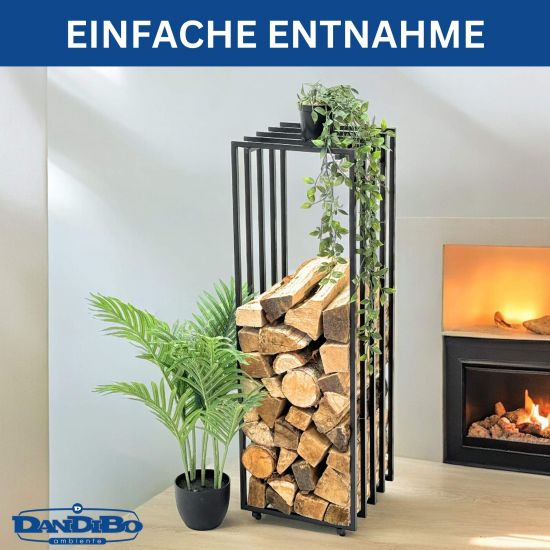 Preview: DanDiBo Kaminholzregal Innen Metall Schwarz Feuerholzregal Brennholzregal Kaminholzständer 96609 Kaminholzhalter