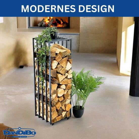 DanDiBo Kaminholzregal Innen Metall Schwarz Feuerholzregal Brennholzregal Kaminholzständer 96609 Kaminholzhalter