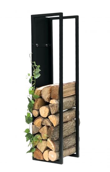 DanDiBo Kaminholzregal Innen Metall Schwarz Kaminholzständer 100 cm mit Rückwand an der Wand Hängend 96357 Holzkorb Kaminholzhalter Holzregal