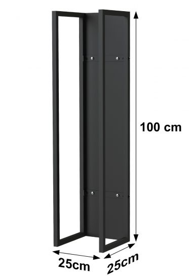 Preview: DanDiBo Kaminholzregal Innen Metall Schwarz Kaminholzständer 100 cm mit Rückwand an der Wand Hängend 96357 Holzkorb Kaminholzhalter Holzregal