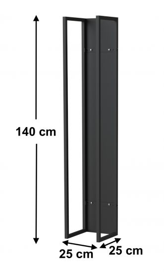 Preview: DanDiBo Kaminholzregal Innen Metall Schwarz Kaminholzständer 140 cm mit Rückwand an der Wand Hängend 96539 Holzkorb Kaminholzhalter Holzregal