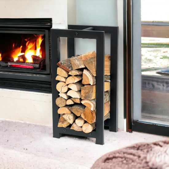 DanDiBo Kaminholzregal Innen Metall Schwarz Stehend Kaminholzständer 96467 Kaminholzhalter Brennholzregal Feuerholzregal