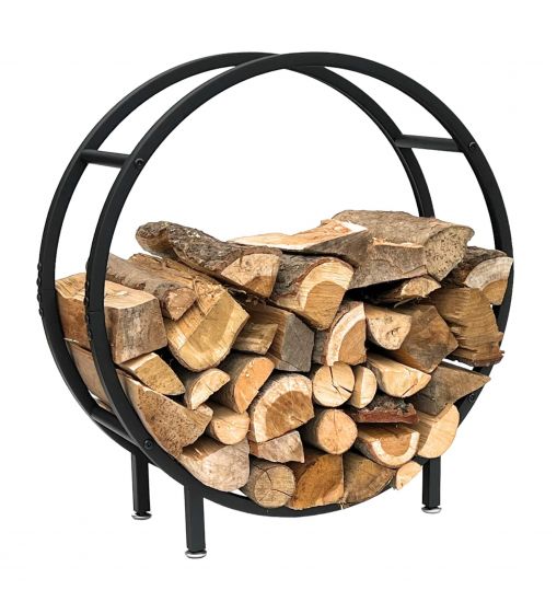 Preview: DanDiBo Kaminholzregal Innen Metall Schwarz Stehend Rund 60 cm Kaminholzständer 96468 Kaminholzhalter Brennholzregal Feuerholzregal