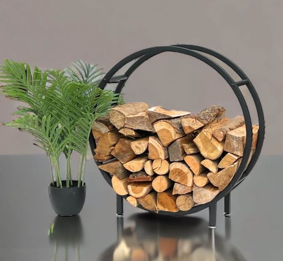 DanDiBo Kaminholzregal Innen Metall Schwarz Stehend Rund 60 cm Kaminholzständer 96468 Kaminholzhalter Brennholzregal Feuerholzregal