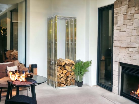 DanDiBo firewood rack indoor metal stainless steel firewood rack 96429 150 cm wood basket firewood holder wood rack