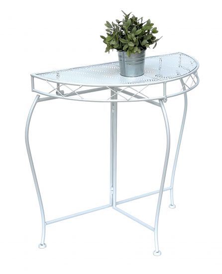 Preview: DanDiBo console table wall table white 96313 side table metal 75 cm garden table half table table half round half round table wall console console wall