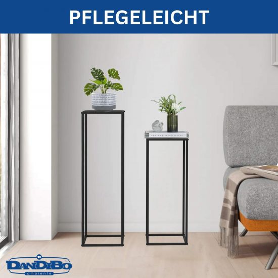DanDiBo Pflanzenständer 96587 Metall 100 cm und 70 cm Schwarz Eckig 2er Set Beistelltisch Hoch Blumenhocker Blumenständer Modern Design
