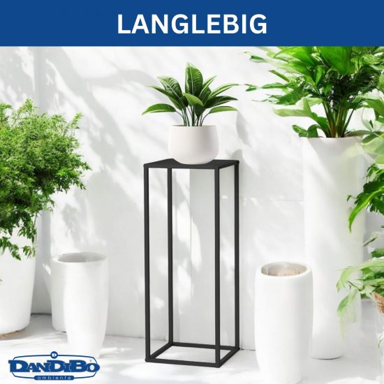 DanDiBo Pflanzenständer Metall Schwarz Eckig 80 cm 96588 Beistelltisch Hoch Blumenhocker Blumenständer Design Modern