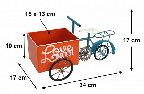 Preview: DanDiBo Flower Bike for Garden Metal Standing Bike Blue Orange 96530 Plant Bike Decorative Bike Flower Stand