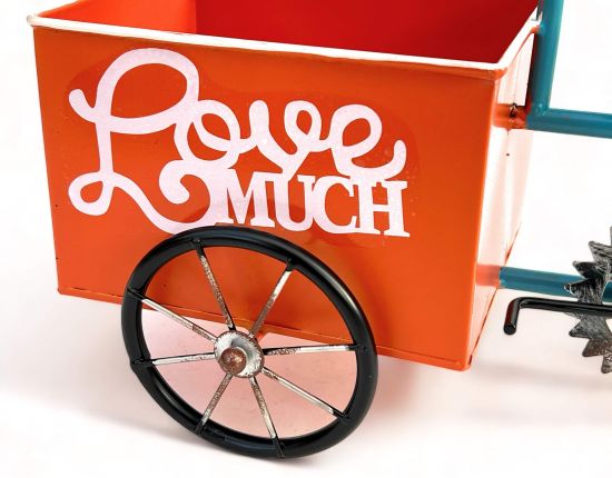 Preview: DanDiBo Flower Bike for Garden Metal Standing Bike Blue Orange 96530 Plant Bike Decorative Bike Flower Stand