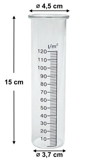 Preview: DanDiBo Regenmesser Glas 15 cm 85643 - Ersatzglas für Niederschlagsmesser Wetterfrosch, Eulen, Hase, Schnecke