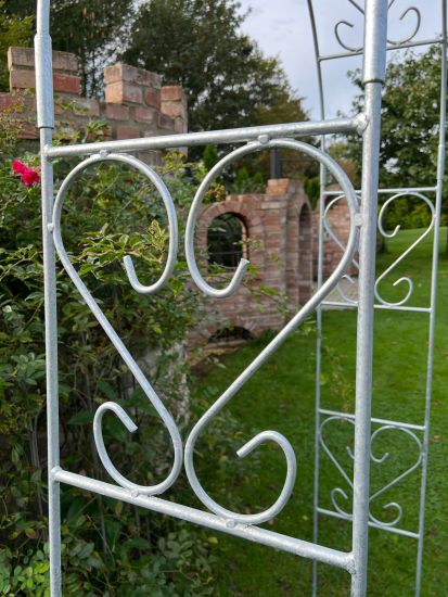 Preview: DanDiBo Rosenbogen Metall Verzinkt Massiv 120 cm Torbogen 96521 Wetterfest Rundbogen Volleisen Rankhilfe Gartenbogen Feuerverzinkt